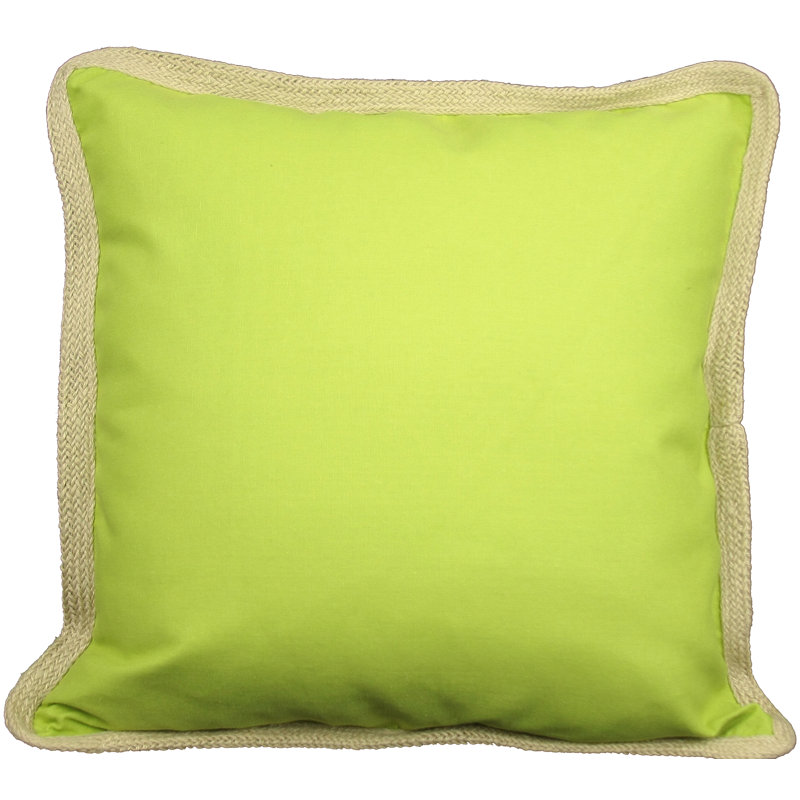Classic Jute Trimmed Solid Throw Pillow, Feathers, Chocolate