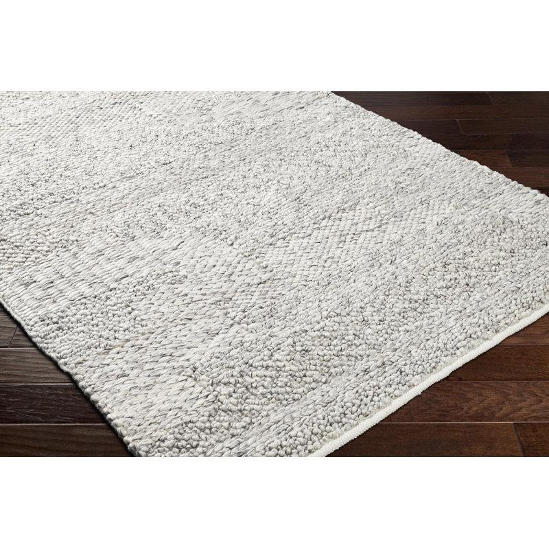 Vesta Handmade Hand Woven Light Gray Rug, Rectangle 2' x 3'