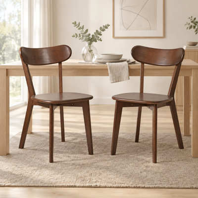 (Ensemble de 2 pièces) Chaise de salle à manger en bois de qualité supérieure en bois d'hévéa fabriqué en Asie du Sud-Est à 100% en bois massif