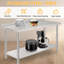 Table de travail en acier inoxydable de 60 po x 24 po x 35 po avec double tablette, station de préparation robuste pour la cuisine, le restaurant ou le garage