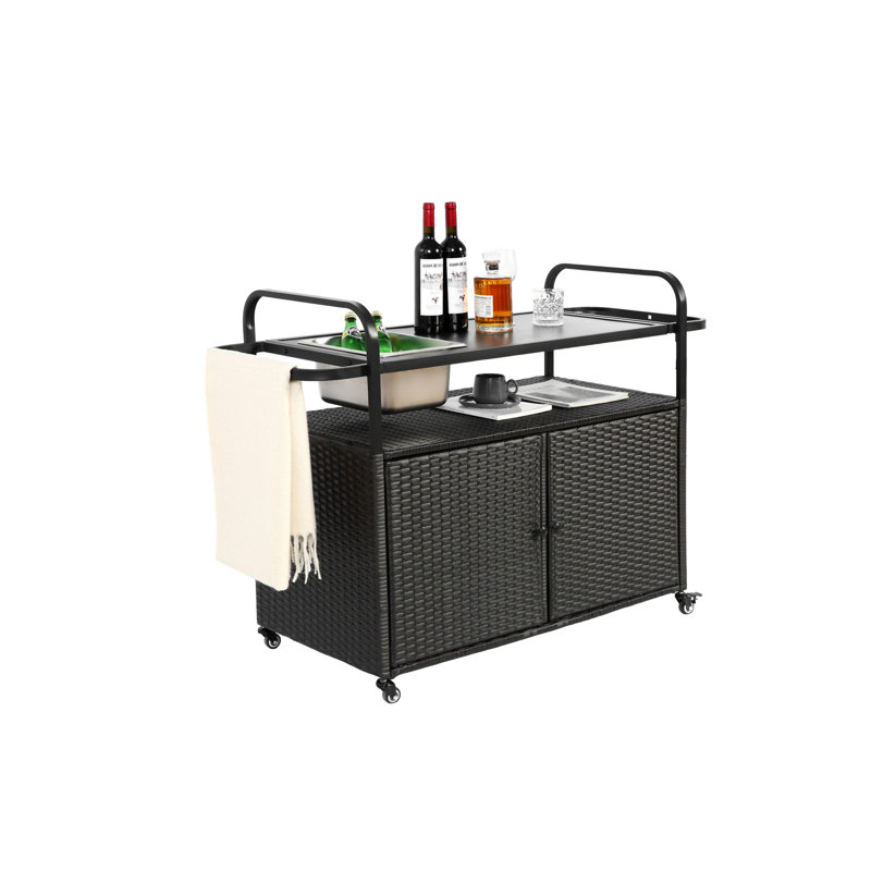 Table de bar d'extérieur, H 35,83 po x l 51,57 po x P 30,71 po, Noir