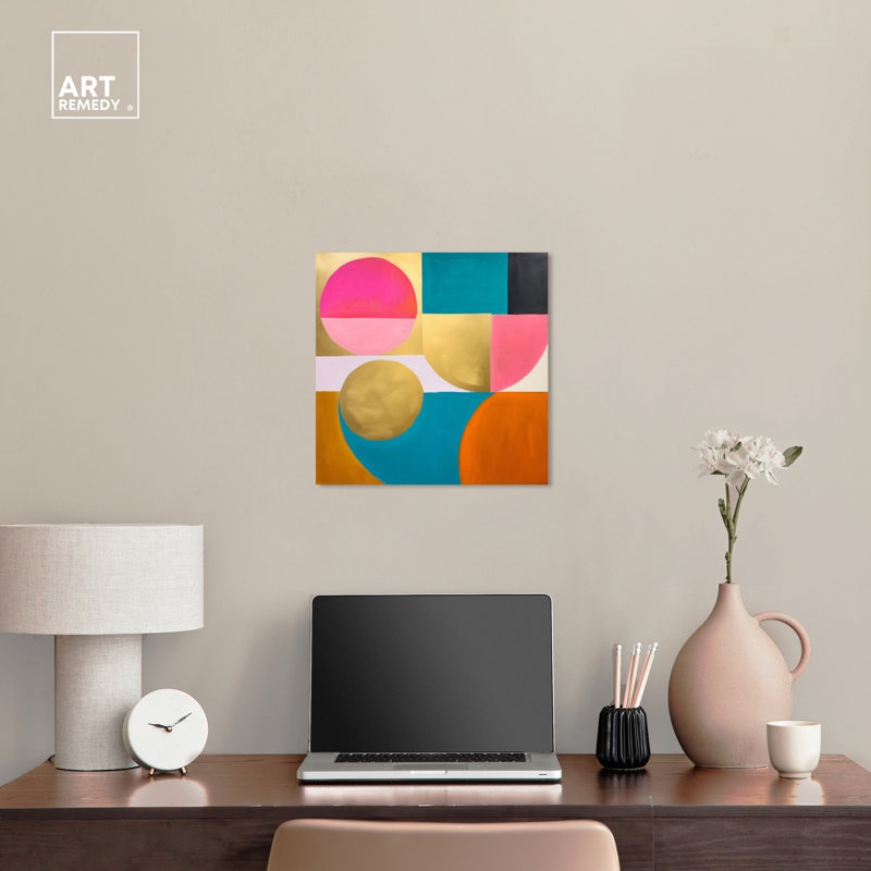 Colorful Geometric Abstract Canvas Wall Art, 16" x 16"