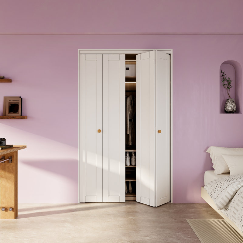 Porte à panneaux double en bois massif 48 po x 80 po avec quincaillerie d'installation, 48 po x 80 po