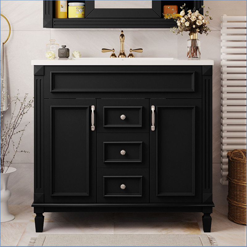 Freestanding Single Vanity, Black
