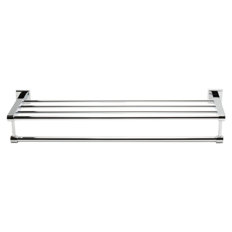Polished Chrome 24" Wall Mounted Towel Rack and Shelf