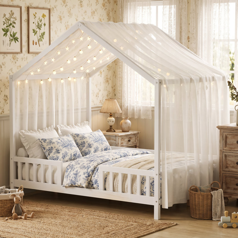 Lit de plancher pour enfant Montessori, Lit double, Blanc