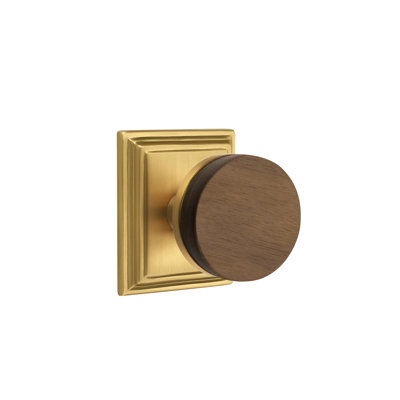 Ensemble de boutons de passage Emtek Select avec rosette Wilshire et tige conique, bouton en noyer foncé (CF)