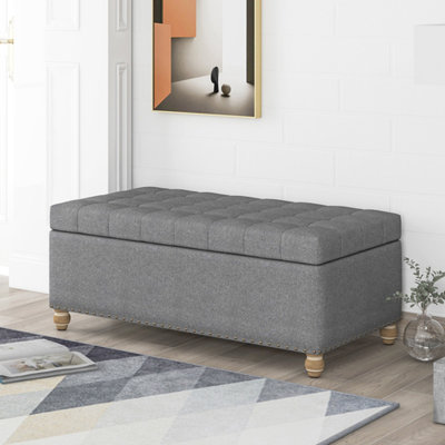 Banc de rangement rembourré avec dessus capitonné
