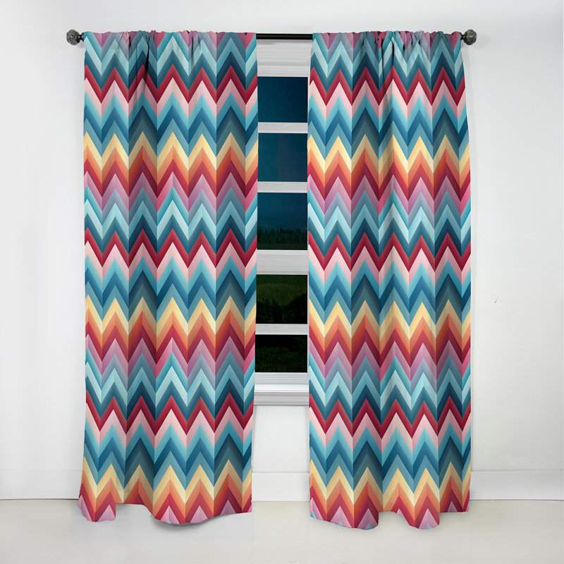 Motif à chevrons multicolores à géométrie urbaine - Rideau à chevrons - Rideau occultant - 1 panneau, L 52 po x L 84 po