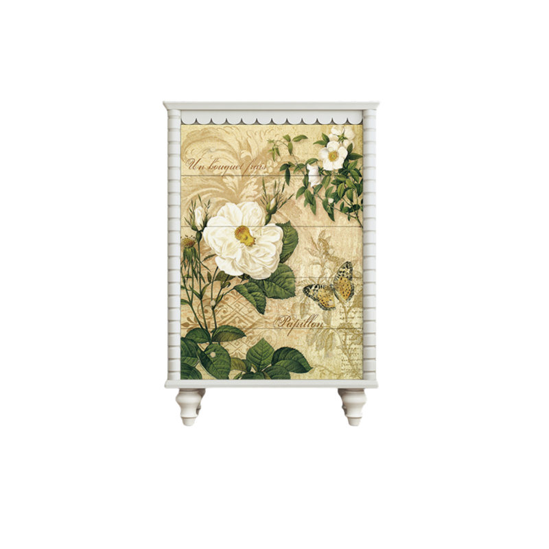 Commode décorative à cinq tiroirs Retro, Blanc