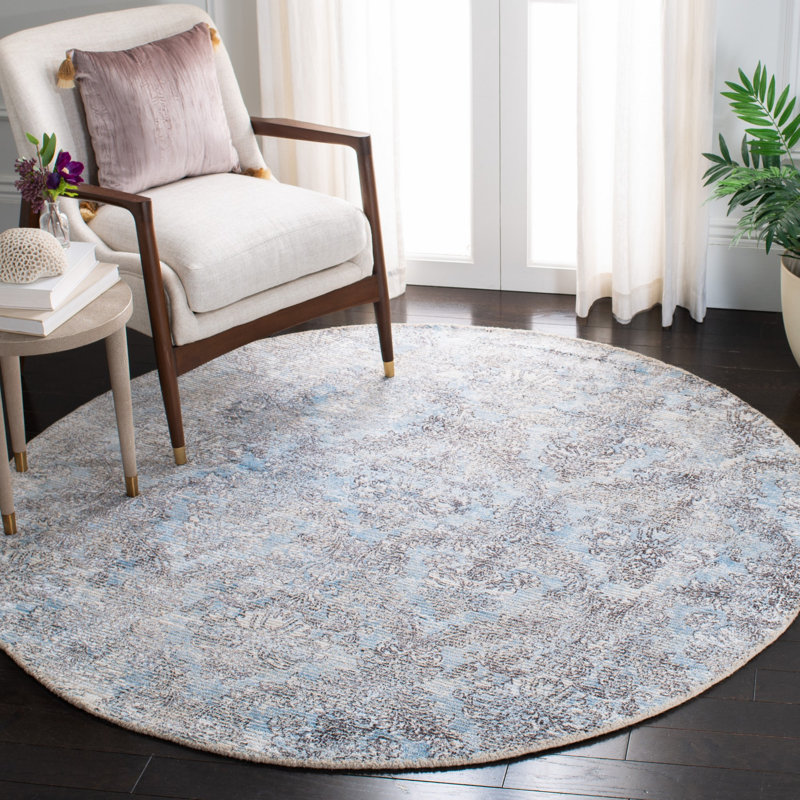 Yorkshire Hand Woven 5 Wool/0.55 Viscose Oriental Rug in Gray/Beige, Round 6'