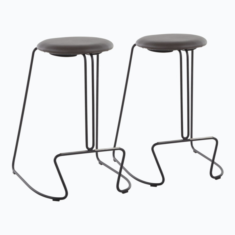 Finn Grey Steel & Grey Faux Leather Modern Counter Stool