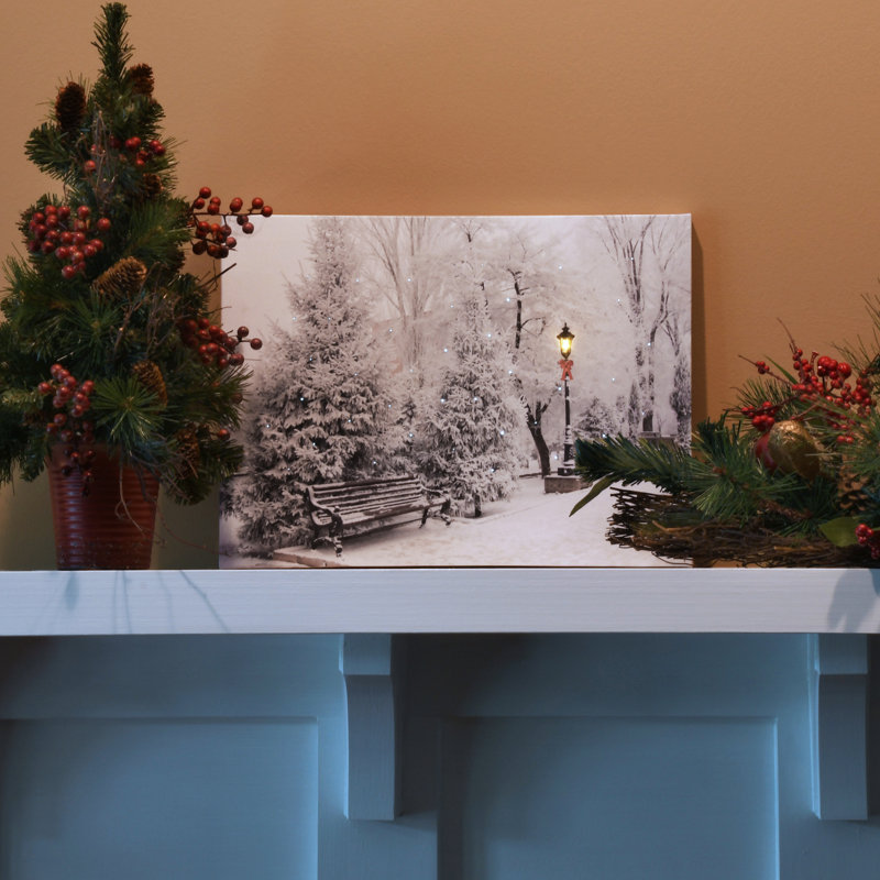 15.75 in. x 12 in. x 0.75 in. Winter Wonderland Battery Operated Lighted Wall Art