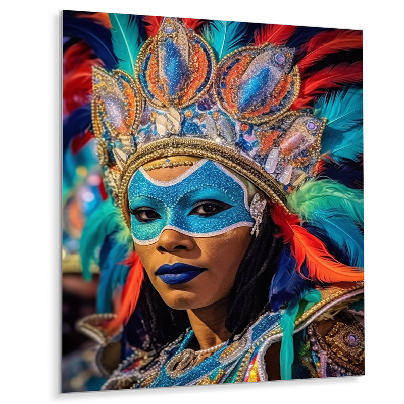 Décoration murale en métal «New World Mardi Gras Celebrations V» - Cultures du monde, H 40 po x l 30 po x P 1 po