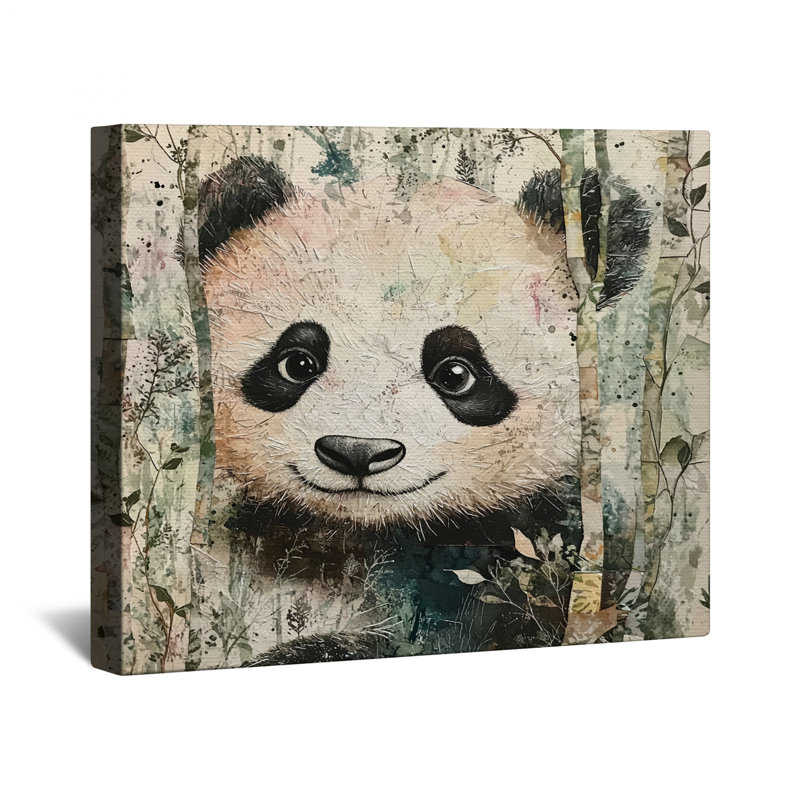 Panda dans une forêt de bambou, toile tendue dans de nombreuses tailles, 16 po x 20 po