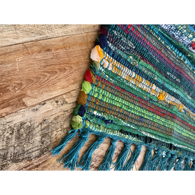 Manufahi Striped Cotton Hand Woven Area Rug, Rectangle 60 x 90cm