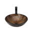 Lavabo vasque ovale artistique en verre trempé ambré, motif unique de plumes dorées, bonde escamotable, fixation au-dessus du comptoir, l 5,83 po de hauteur