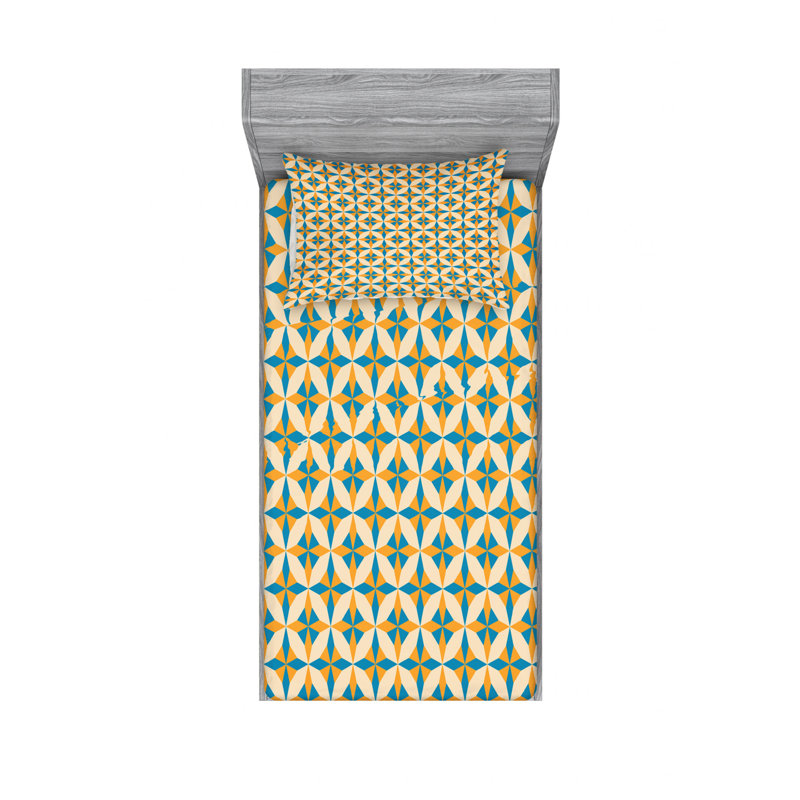 Microfiber Geometric Sheet Set, Twin XL Sheet Set with Fitted Sheet