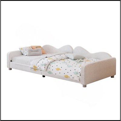 Upholstered Daybed, Sherpa Fabric Sofabed With Cloud-Shaped Backrest by Dakota Fields
