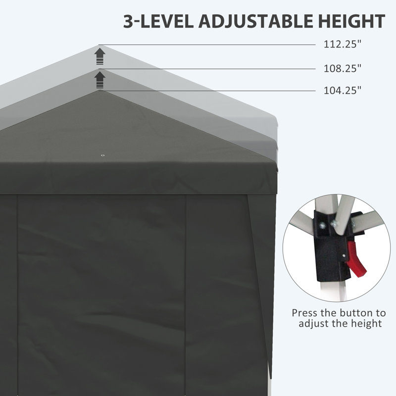 Outsunny 10' X 19.5' Pop Up Canopy Tent With Sidewalls, Height Adjustable Large Party Tent Event Shelter With Leg Weight Bags, Double Doors And Wheeled Carry Bag For Garden, Patio