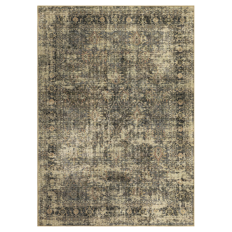 Machine Washable Rug Oriental Vintage Non-Slip Low Pile Rubber Backing Area Rug for Living Room Bedroom Kitchen Dining Room