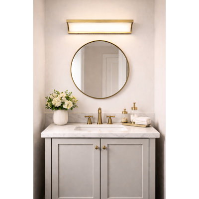 Antique Brass 24-Inches Modern/Contemporary Bathroom Vanity Bar, Integrated Led, Energy, 330 Lumens 12W, 3 Color Temperature Options  3000K/4000K/5000K , Dimmable Design, Silk Screen Glass Diffuser,