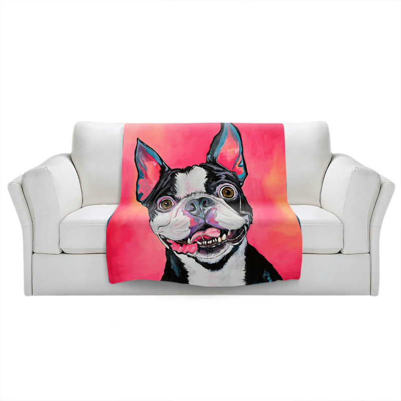  Jeté «All Smiles» Boston Terrier, l 51 po x L 60 po