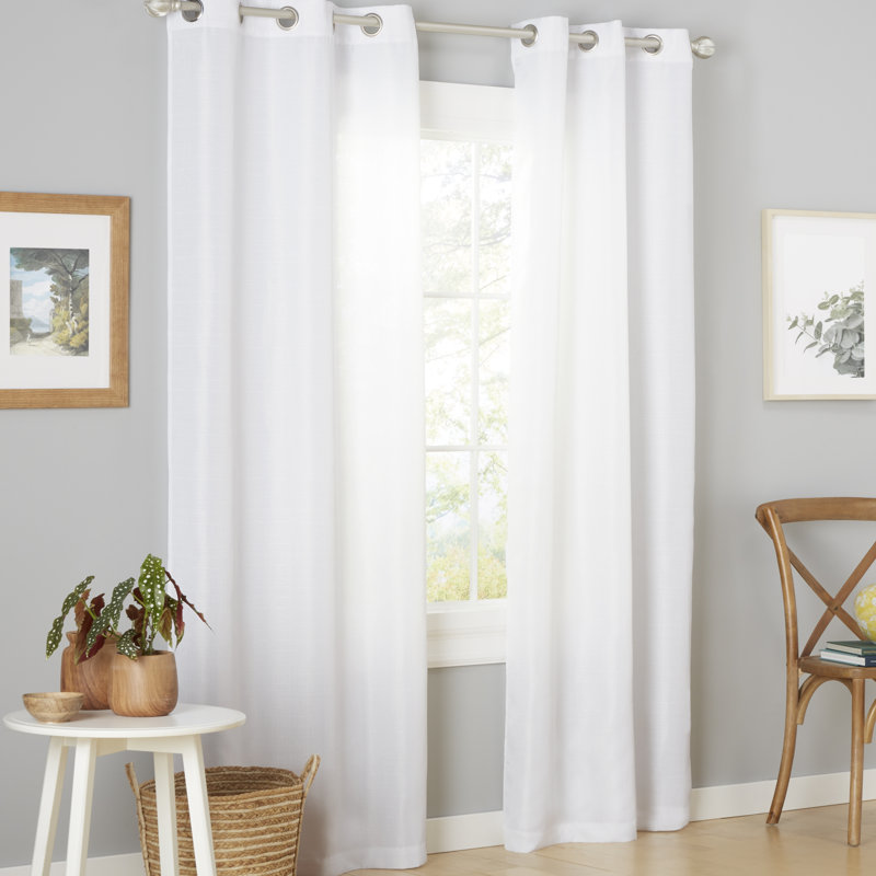 Ladner Light Filtering Grommet Top Curtain Panel Pair, 38" W x 84" H, White