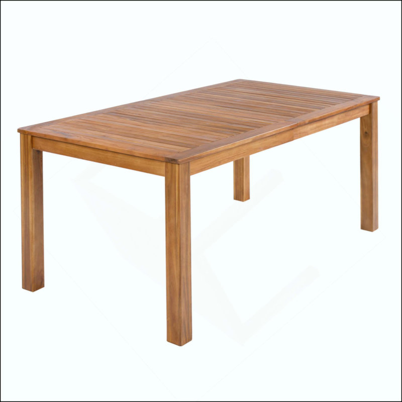 Table de salle à manger de patio en bois, table rectangulaire d'extérieur pour la piscine, la cour, le jardin, intérieur / extérieur