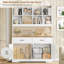Bibliothèque de rangement H 69 po x l 47,2 po à 5 niveaux avec 4 portes et 2 tiroirs, grande bibliothèque et bibliothèque, blanc-1885137952