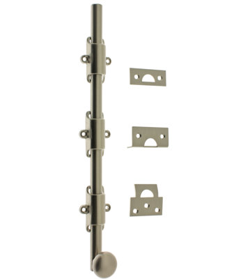 Solid Brass 12" Heavy Duty Surface Bolt with Round Knob