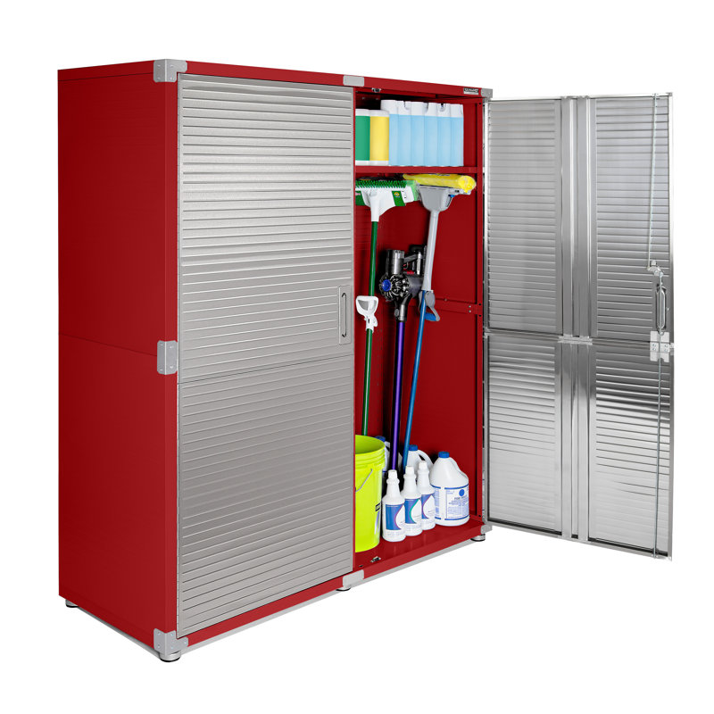 Seville Classics UltraHD Extra-Wide Storage Cabinet, 60" W x 24" D x 72" H, Red