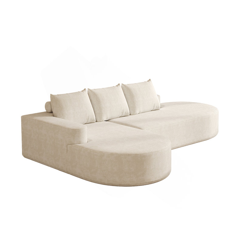 Modern Curved sofa ,Chenille Upholstered Boneless Sectional Sofa Couch Set,Modular 108.5" L Shaped Sectional Living Room Sofa Set With 3 Pillows,Free Combination Sofa Couch for Living Room,Bedroom