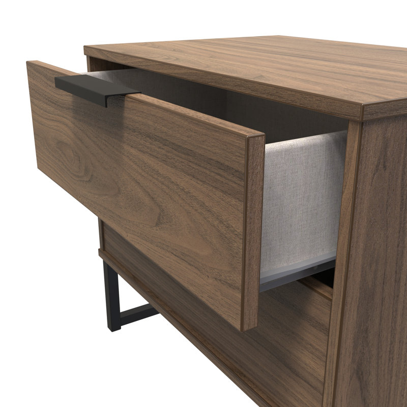 Turah 58cm W Manufactured Wood Bedside Table, Carini Walnut