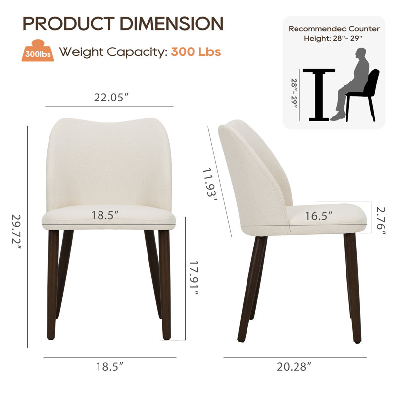 Petites chaises de salle à manger rembourrées en bois massif - Courbe ergonomique et rembourrage moelleux pour espaces multiples