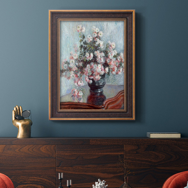 Chrysanthèmes 1882 - Peinture sur toile encadrée, H 20 po x l 16 po x P 2,5 po
