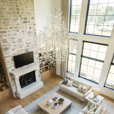 27-Light 65"H Dimmable Crystal Tree Branch Tired Chandelier High Hanging Pendant Lights