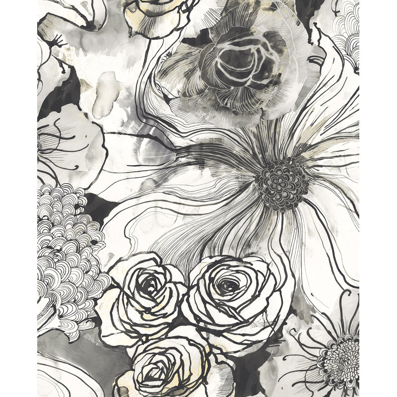 Rouleau de papier peint adhésif L 18 pi x l 20,5 po, Gris / blanc