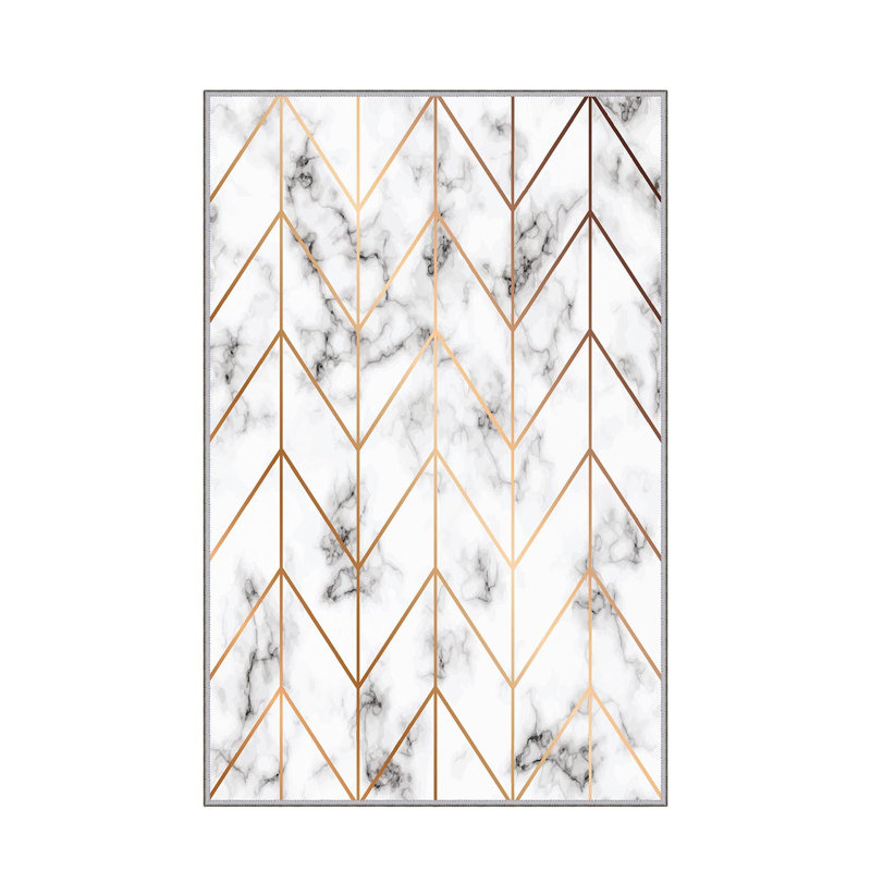 Stylish Woven Carpet (4 x 6 ft), 100% Polyester, 0.4 in Pile Height | Antibacterial, Non-Slip Underside | Machine Washable, 3D Digital Printing | Perfect for Living Room, Bedroom, and Home Decor
