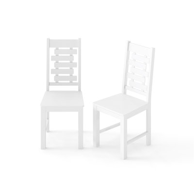 Ensemble de 2 chaises de salle à manger modernes en bois Hommoo, chaises de cuisine en bois d'hévéa massif, dossier ergonomique, blanc