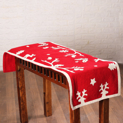 The Holiday Aisle® Handmade Red Holidays Applique Wool Felt Table Runner
