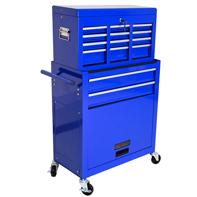 8 Storage Cabinet On Wheels - Blue To Damage Mobile Workshop Chest Smooth Drawer Movement, Blue