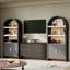 Bibliothèque de 71 po de hauteur avec armoire de rangement arquée et bibliothèque Mid-Century-1357280787