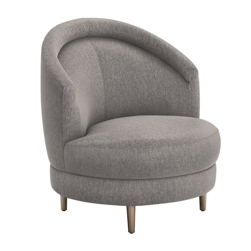 Fauteuil demi-tonneau l 34 po Capri, 100 % polyester Fresco, Gris glacé