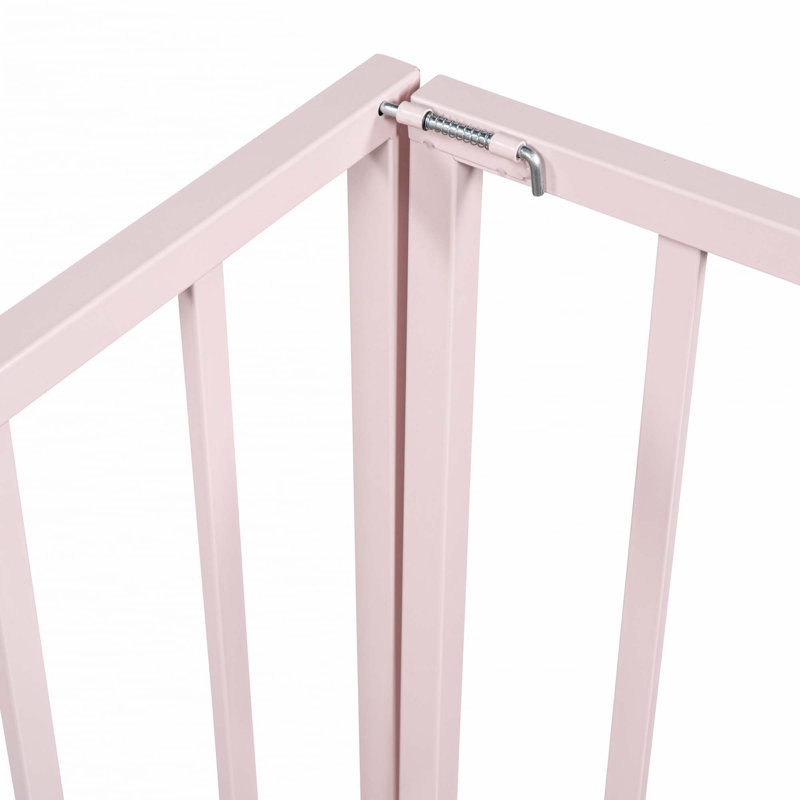 Structure de lit en métal avec clôture et porte, Rose