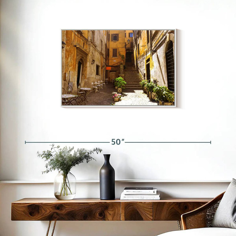 Rue romaine pittoresque, Cadre flottant blanc, 31 po x 21 po