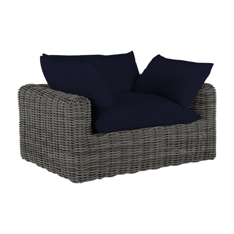 Fauteuil tissé Montecito - Raphia, Raphia, Welt, Lin marine
