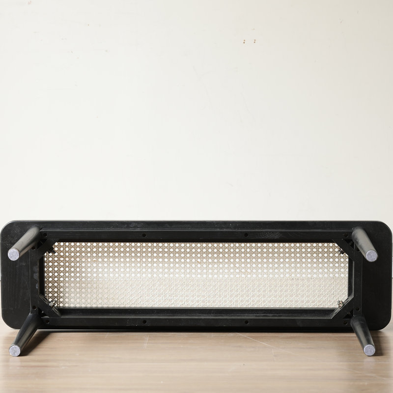 Modern Style Dining Bench With Rattan Detail