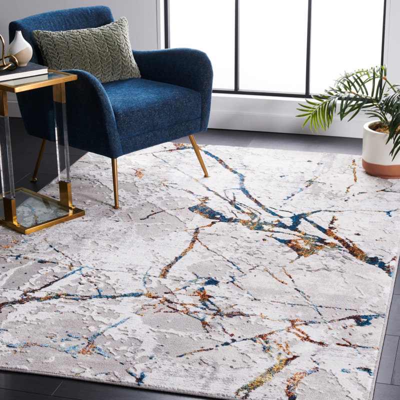 Tapis gris / bleu Alohi 293, Rectangle de 10 pi x 14 pi