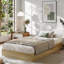 Base de lit plateforme simple en bois, base de lit autoportante avec lattes de bois, aucun sommier requis, profil bas, pas de tête de lit, assemblage facile, pour les petites chambres à coucher, appartements, chêne-651848498-651848503
